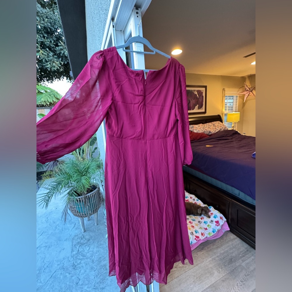 Mid length fuscia dress
